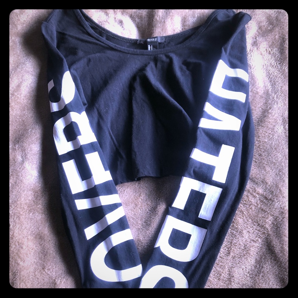 Forever 21 black Long sleeved Crop top.